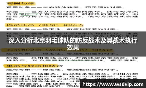 深入分析北京羽毛球队的防反战术及其战术执行效果